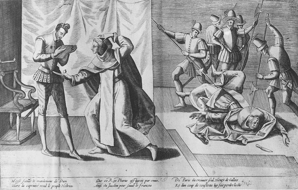 Francouzský Jindřich III. zavražděn Jacquesem Clementem 1. srpna 1589 od French School