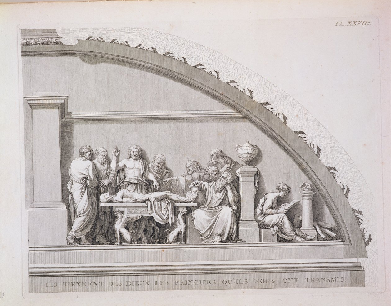 Hippokrates (asi 460 př. n. l. - asi 377 př. n. l.) Učení, z Popis chirurgické školy v Paříži, publikované 1780 od French School