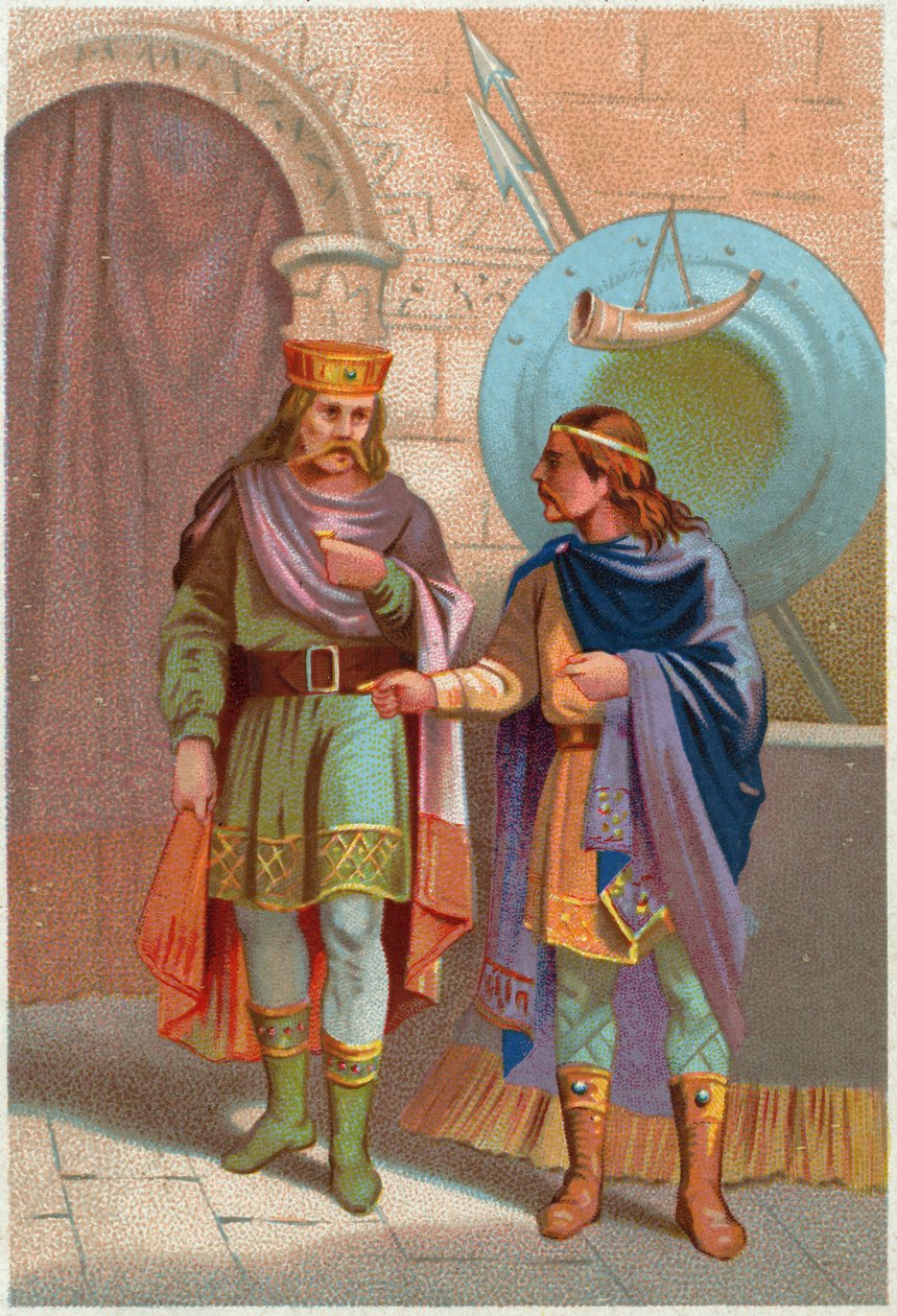 Dějiny. Francie. Childeric I., merovejský král, vypovězen franky. Imagery, Francie, cca 1900 (tisk) od French School