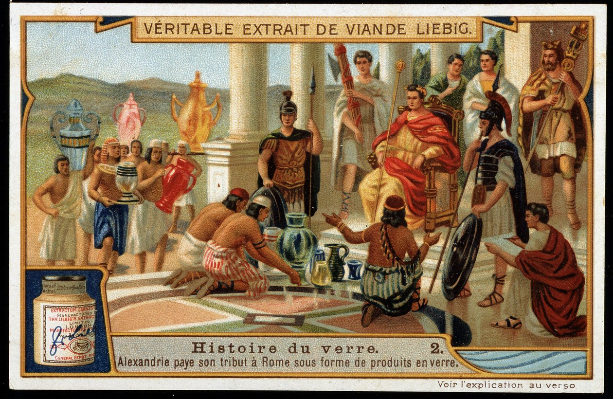 Historie skla: Alexandrie vzdává hold Římu v podobě sklářských výrobků - Liebig Chromolitografie od French School