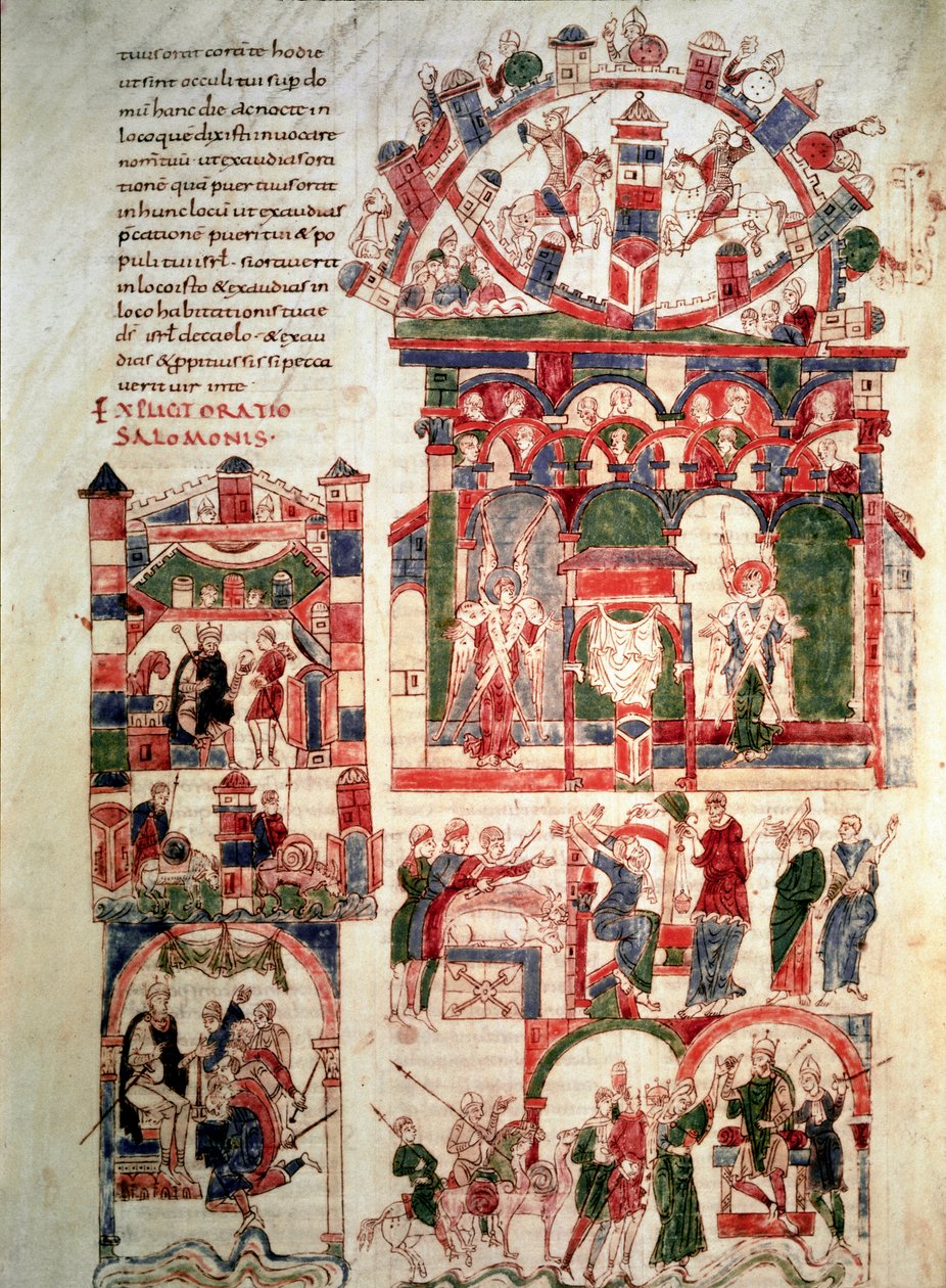 Historie života krále Šalamouna Stránka Bible z Noailles (nebo Bible Sant Pere de Roda nebo Saint Pierre de Rodas) 10. nebo 11. století Paříž, B.N. od French School