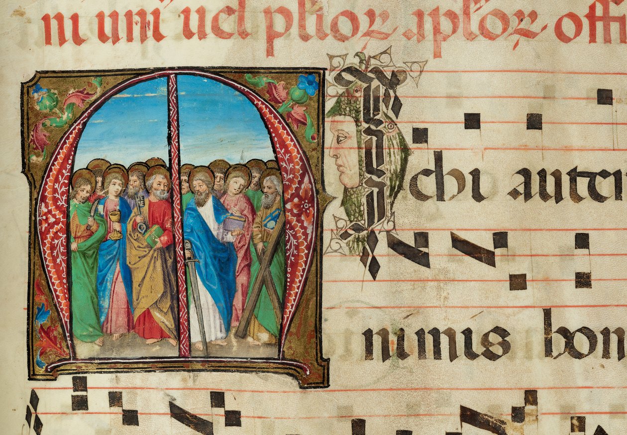 Svatí apoštolové, graduál, f.94 (inkoust, tempera a plátkové zlato na pergamenu) od French School