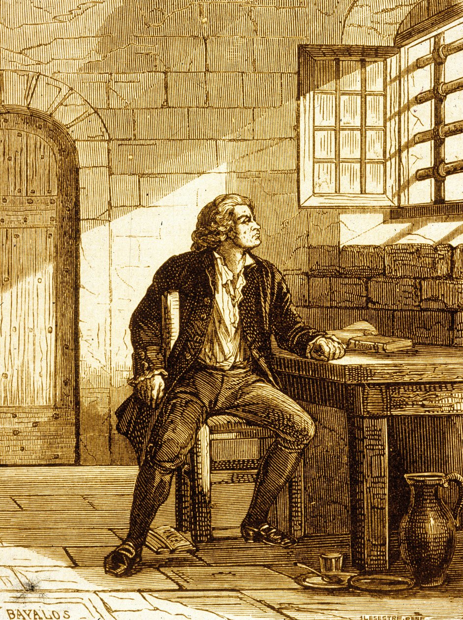Honore-Gabriel Riquetti, hrabě z Mirabeau ve Fort de Joux v roce 1775 (rytina) od French School