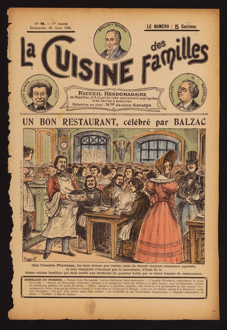 Honore de Balzac při večeři v pařížské restauraci Flicoteaux (kolorovaná rytina) od French School