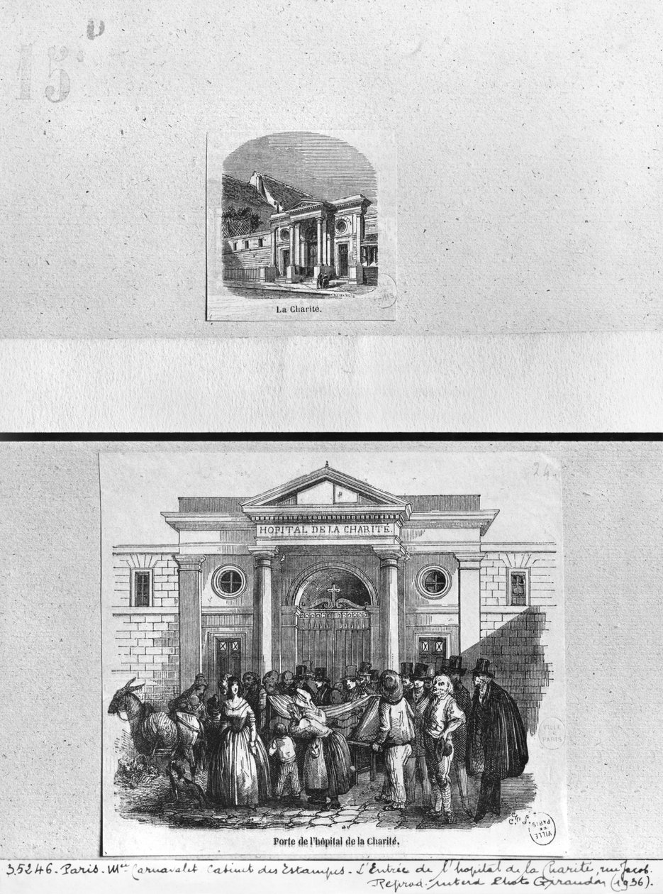 Hopital de la Charite, vstupní brána na rue Jacob, Paříž od French School