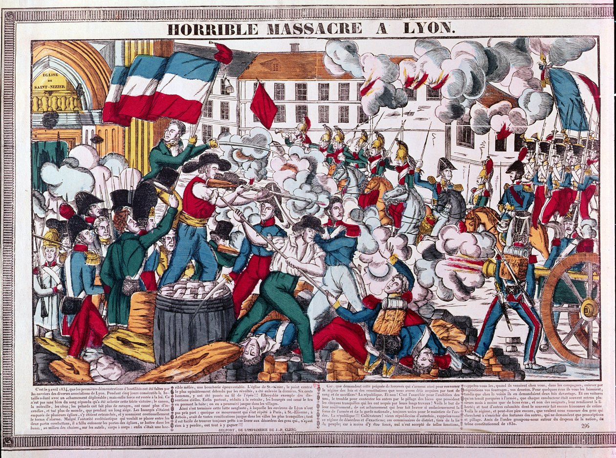 Hrozný masakr v Lyonu, 9. dubna 1834 od French School