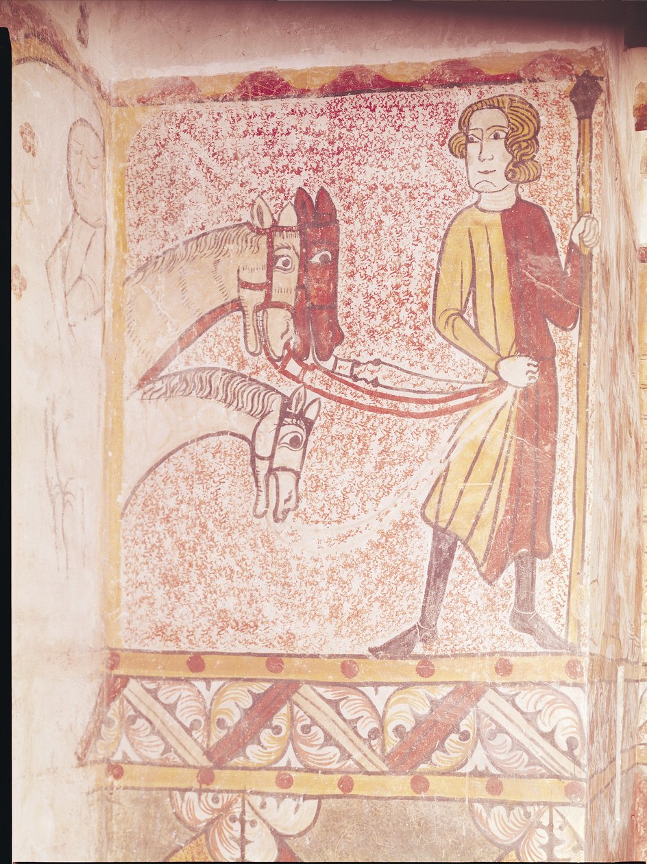 Jezdec držící otěže tří koní, od severní zdi, c.1265 od French School