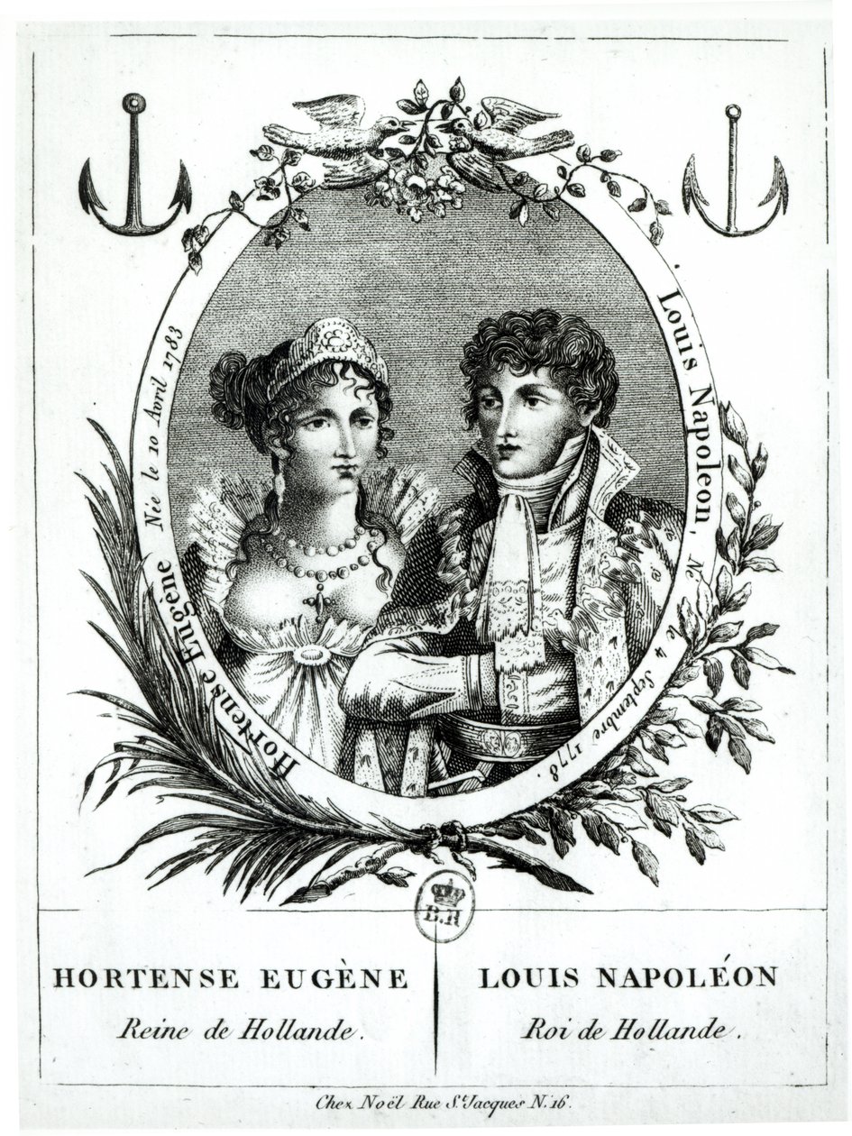 Hortense de Beauharnais (1783-1837) a Louis-Napoleon Bonaparte (1778-1846) od French School