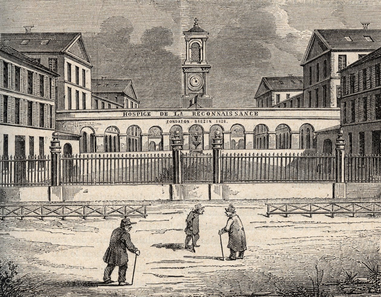 Hospic de la reconnaissance v Garches - Hauts-de-Seine - rytina „“ PATRIE“ - POPIS PECTURES FRANCIE V 6 SVAZTECH LUCIEN HUARD - konec 19. stol. od French School