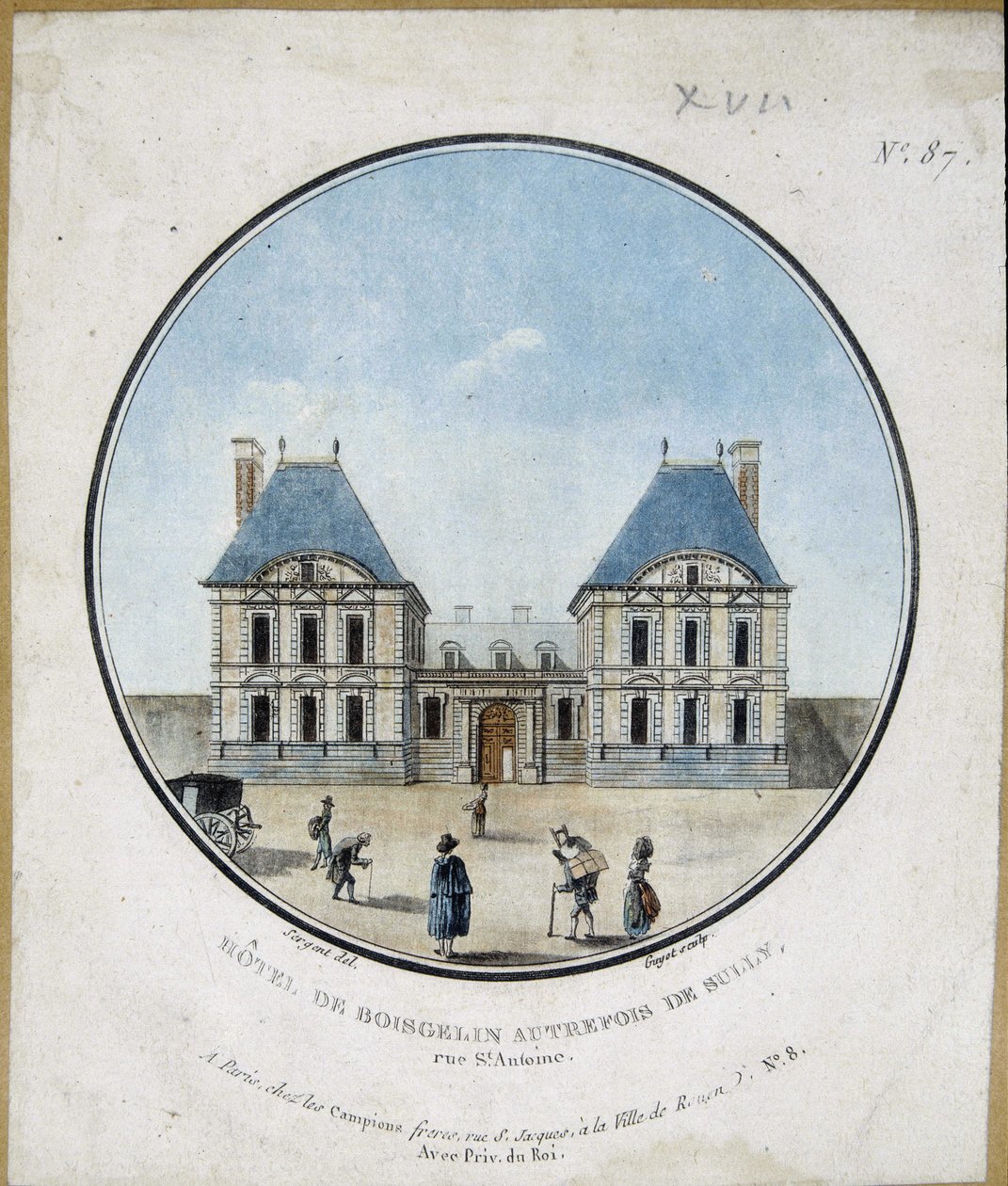 Hotel de Boisgelin, dříve Sully - rytina od French School