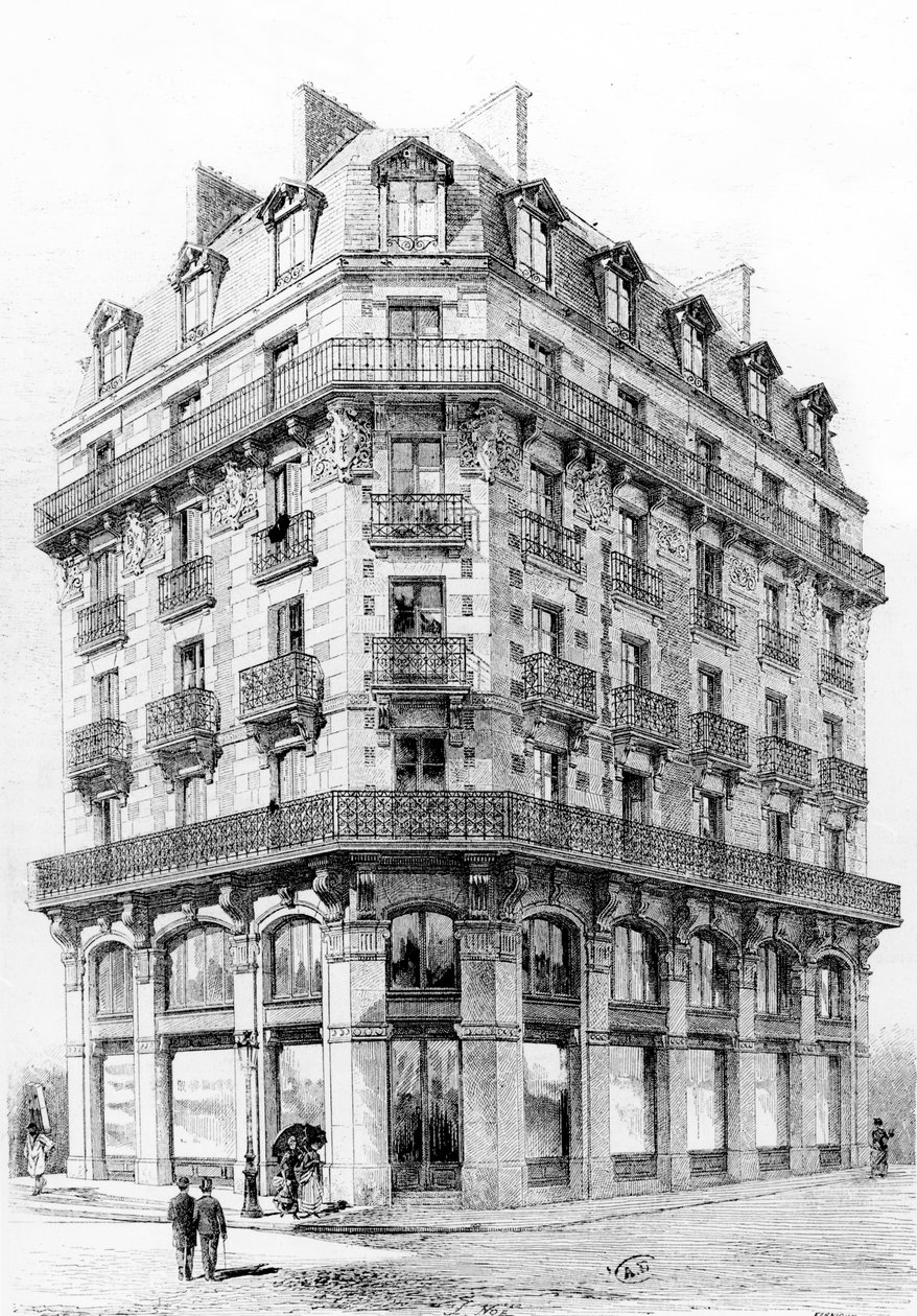 Dům v rue Etienne-Marcel, Paříž, konec 19. století od French School