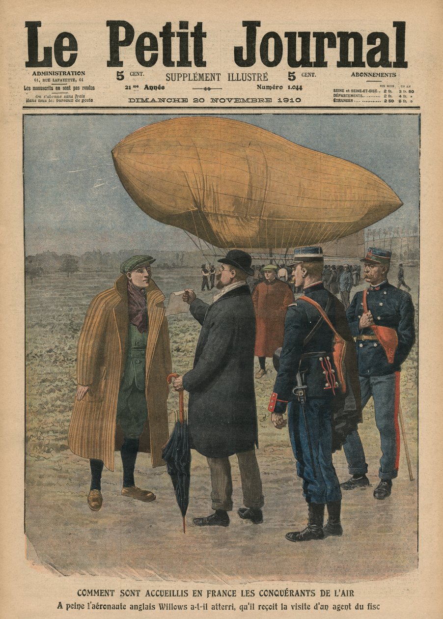 Jak jsou ve Francii vítáni letečtí vítězové, Ernest Willows, ilustrace z "Le Petit Journal", supplement illustre, 20. listopadu 1910. od French School