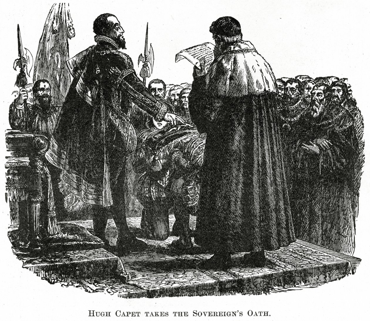 Hugh Capet složil přísahu, kolem roku 1882 (dřevoryt) od French School