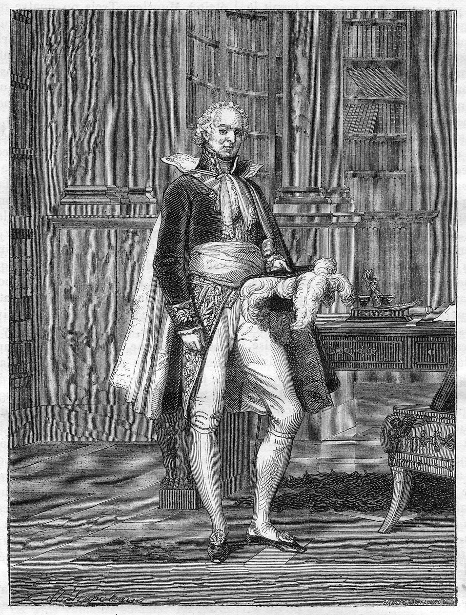 Hugues Bernard Maret (1763-1839), vévoda z Bassano, francouzský politik (1807) - v „Historie impéria po historii konzulátu“ od Adolphe Thierse -1879 - soukromá sbírka od French School