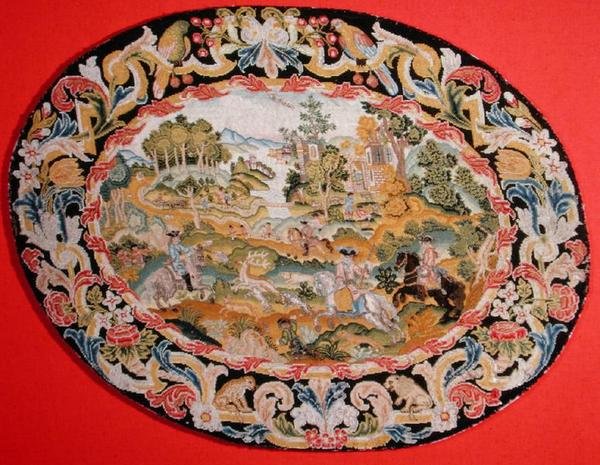 Lovecká scéna, cca 1710-35 (výšivka na plátně) od French School