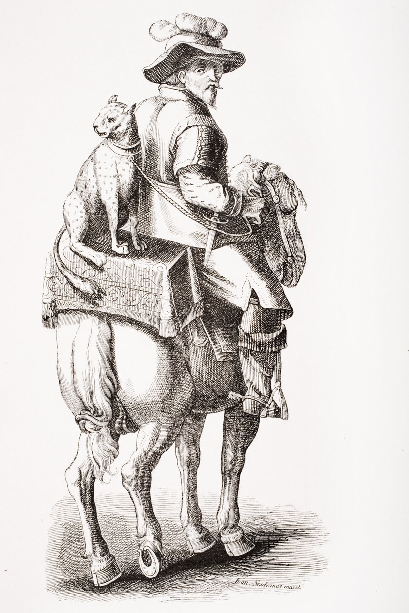 Lov s leopardem podle Jana Stradana (1523-1605), z „Le Moyen Age et La Renaissance“ od Paula Lacroixe (1806-84), vydaného v roce 1847 od French School