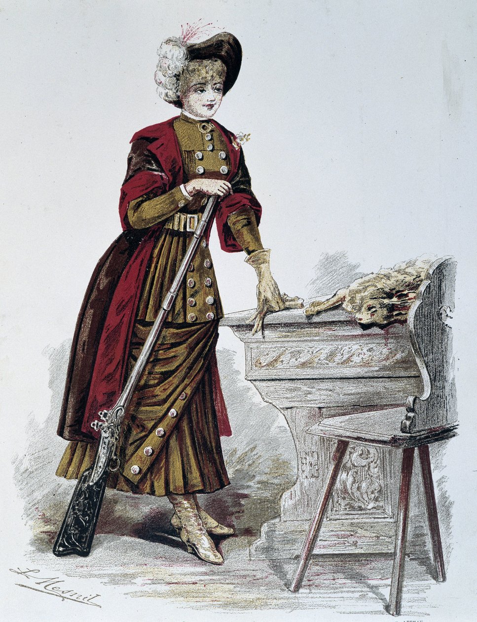 Lov, žena - v „La Nouvelle Mode“, září 1898. od French School