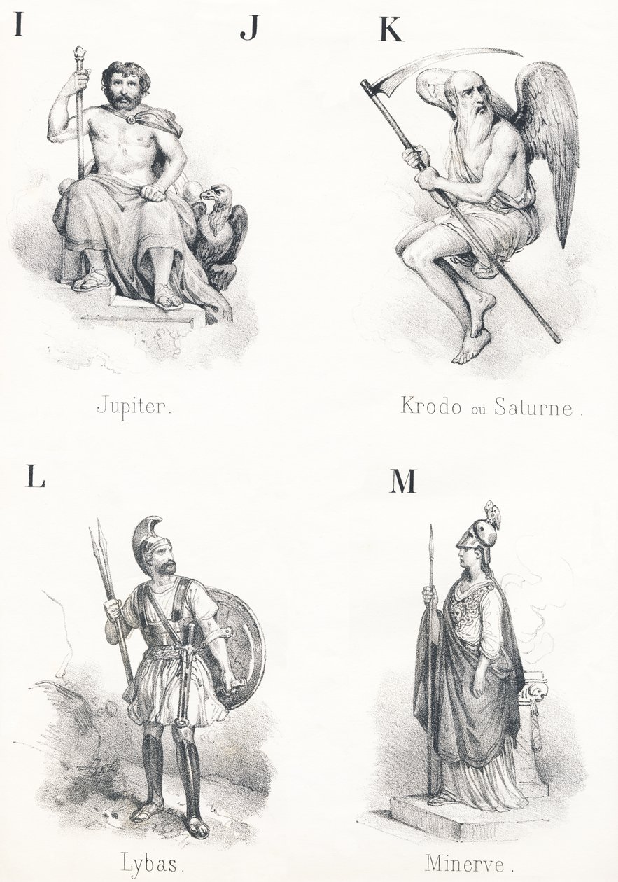 ; IJ K L M: Jupiter, Krodo, Lybas, Minerva od French School