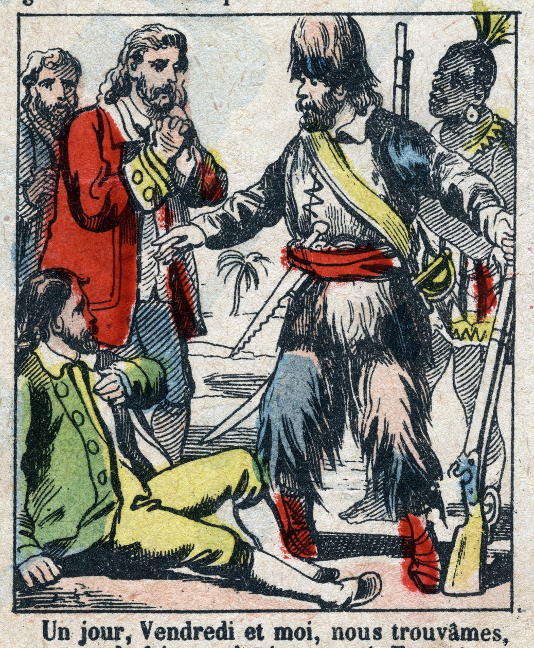 Ilustrace ke knize Daniela Defoe (De foe) „“ Robinson Crusoe““. Epinal zobrazování z konce 19. století. od French School