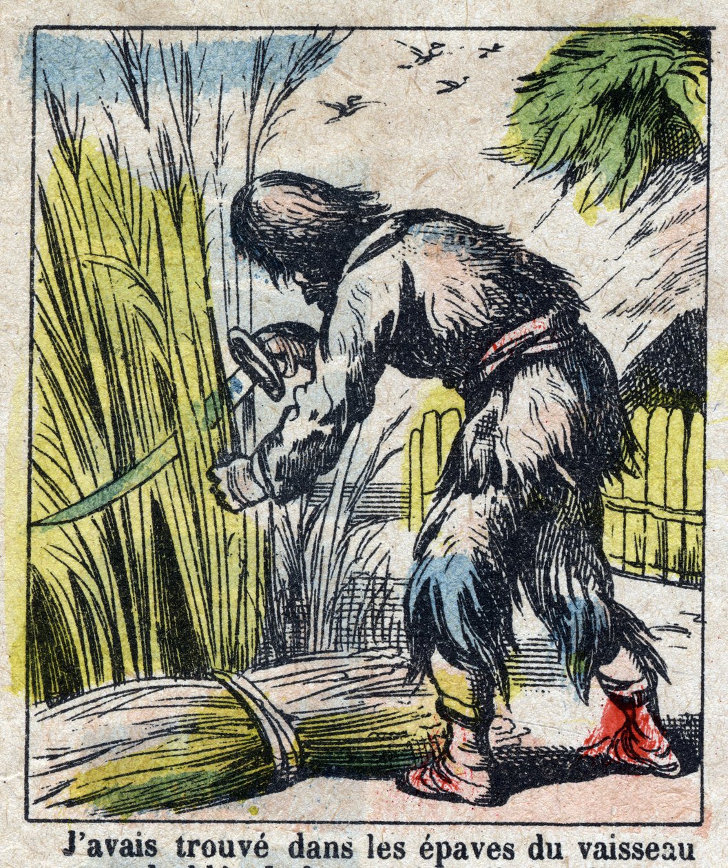 Ilustrace ke knize Daniela Defoe (De foe) „“ Robinson Crusoe““. Epinal zobrazování z konce 19. století. od French School
