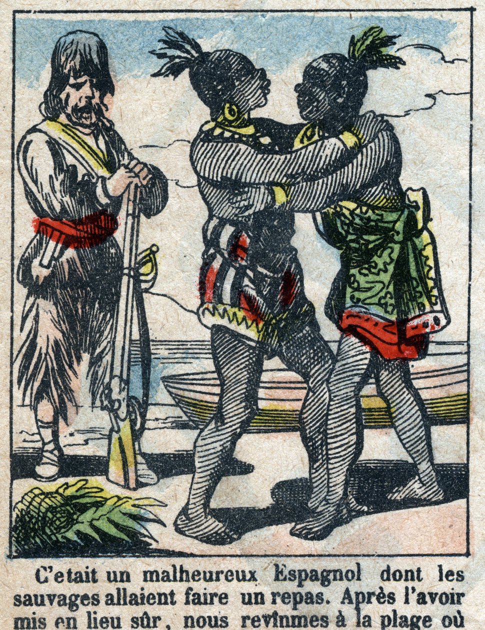 Ilustrace ke knize Daniela Defoe (De foe) „“ Robinson Crusoe““. Epinal zobrazování z konce 19. století. od French School