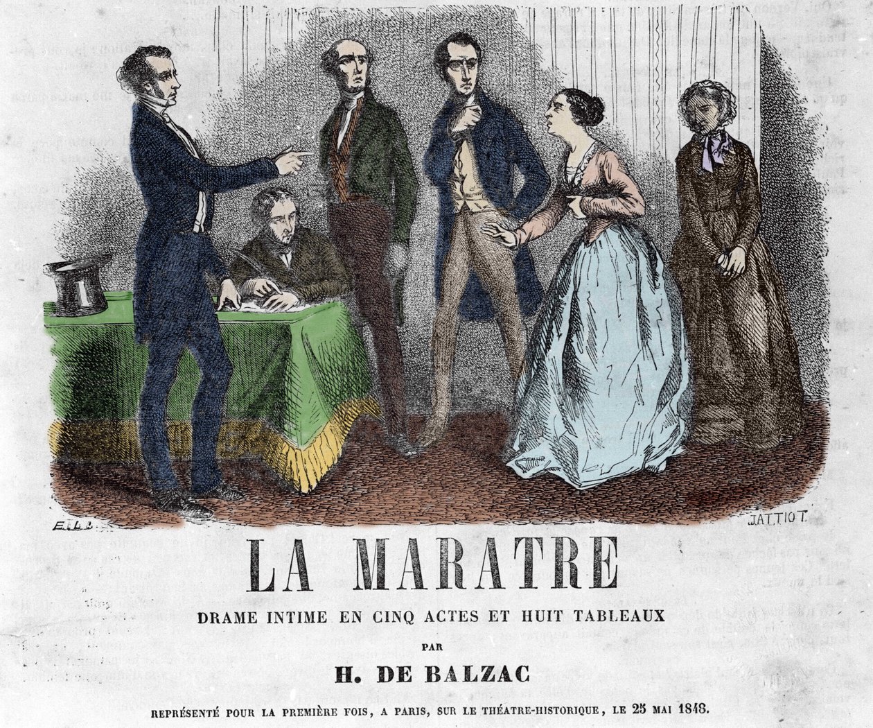 Ilustrace k „“ La Maratre “, drama o pěti jednáních a osmi obrazech od Honore de Balzaca. od French School