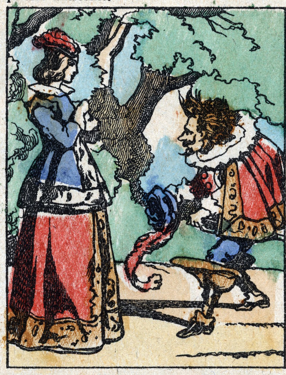 Ilustrace k „“ Riquet a la houppe““, příběh Charlese Perraulta (1628-1703), francouzského spisovatele. Dřevoryt Imaging Pellerin - Epinal, sd. Konec 19. století. od French School
