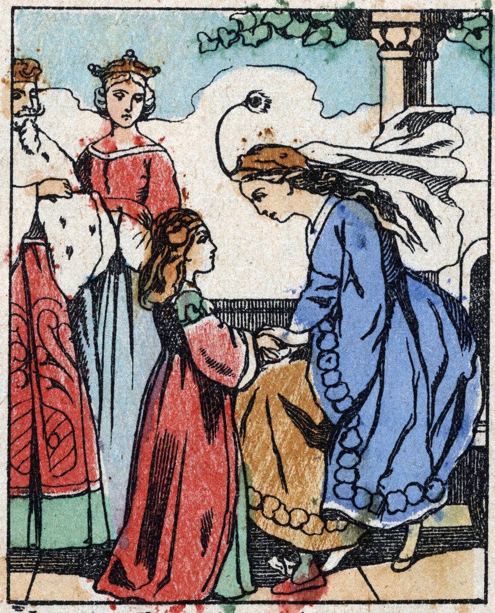Ilustrace k „“ Riquet a la houppe““, příběh Charlese Perraulta (1628-1703), francouzského spisovatele. Dřevoryt Imaging Pellerin - Epinal, sd. Konec 19. století. od French School