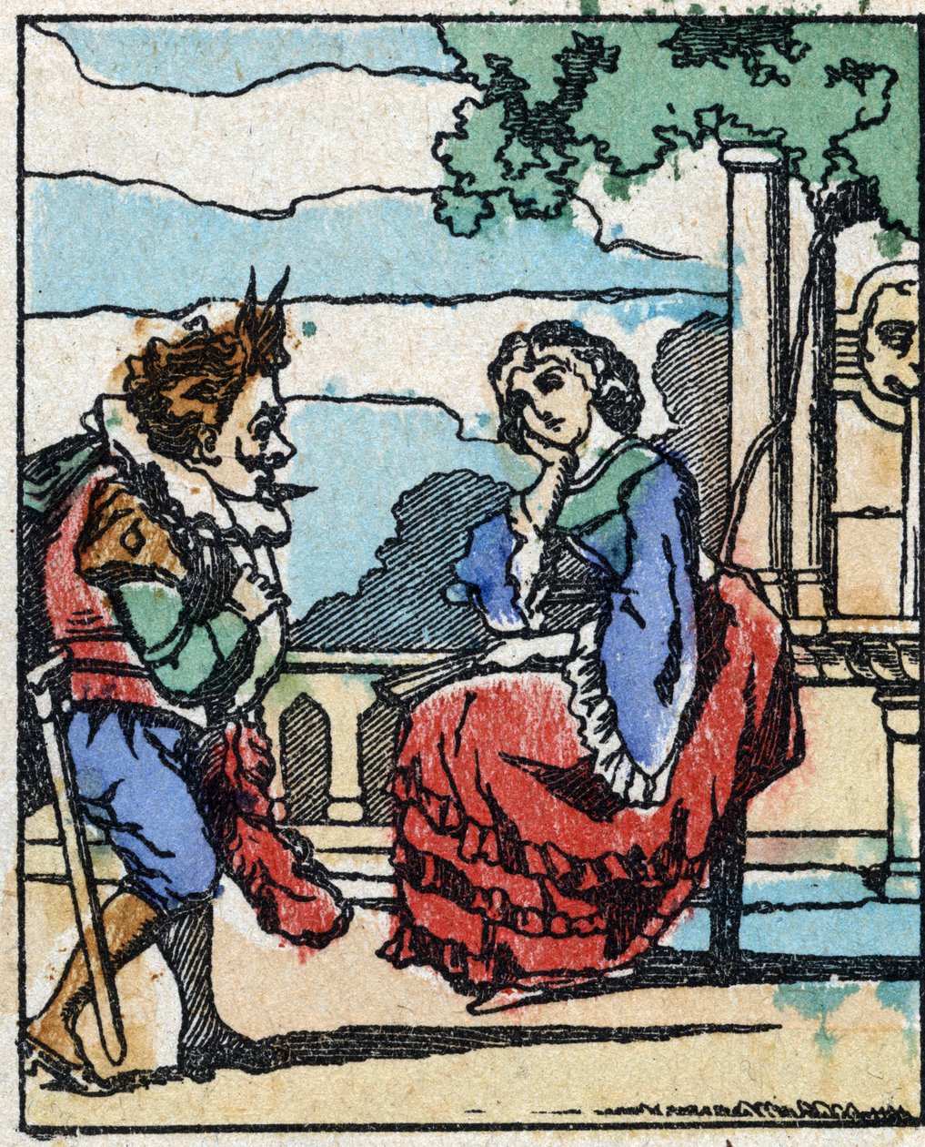 Ilustrace k „“ Riquet a la houppe““, příběh Charlese Perraulta (1628-1703), francouzského spisovatele. Dřevoryt Imaging Pellerin - Epinal, sd. Konec 19. století. od French School