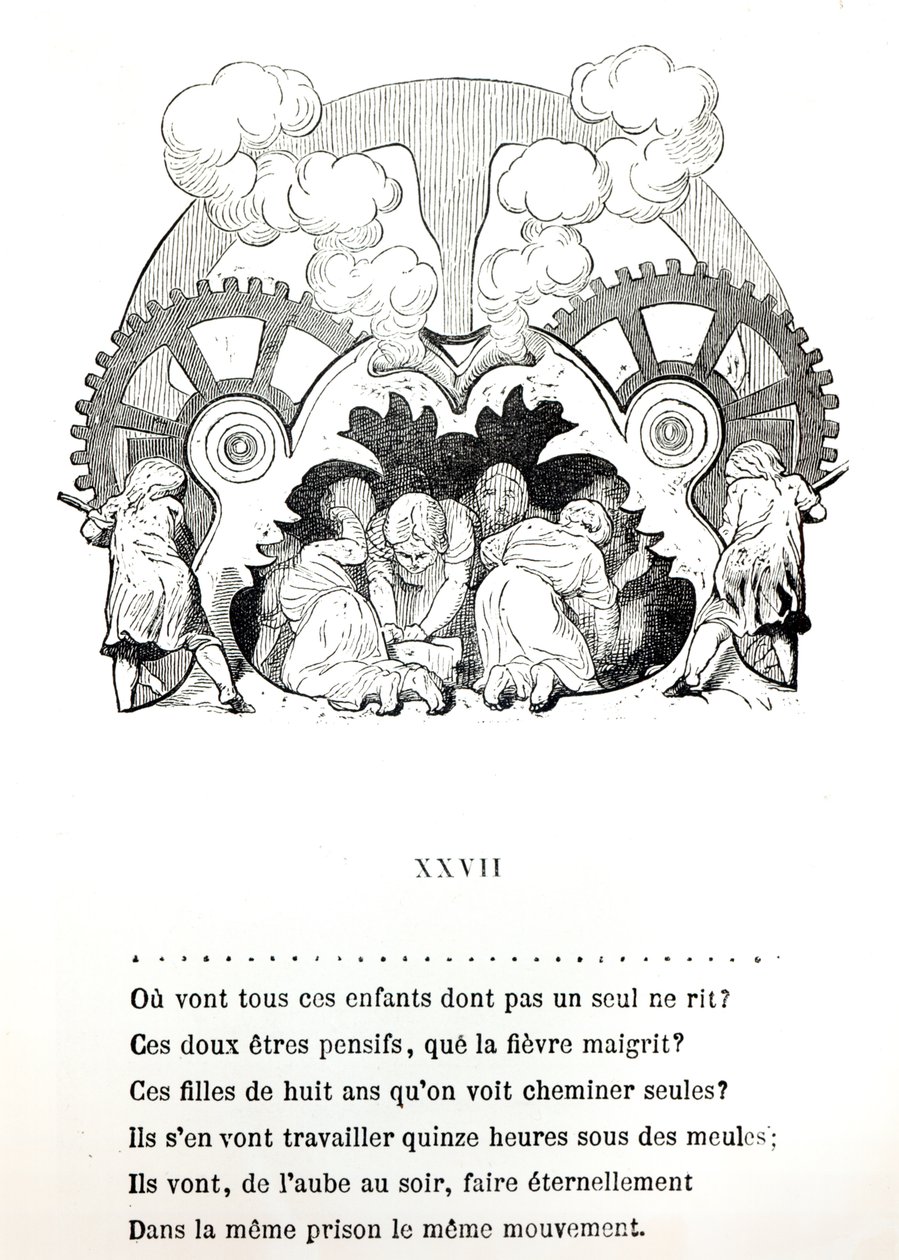 Ilustrace k básni Victora Huga (1802-1985) o dětské práci, vydaná nakladatelstvím Hetzel kolem roku 1880. od French School