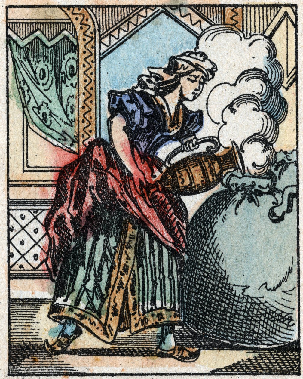 Ilustrace k Pohádkám tisíce a jedné noci. Ali-Baba (Ali Baba). Dřevoryt z Imaging Pellerin - Epinal, sd. Konec 19. století. od French School