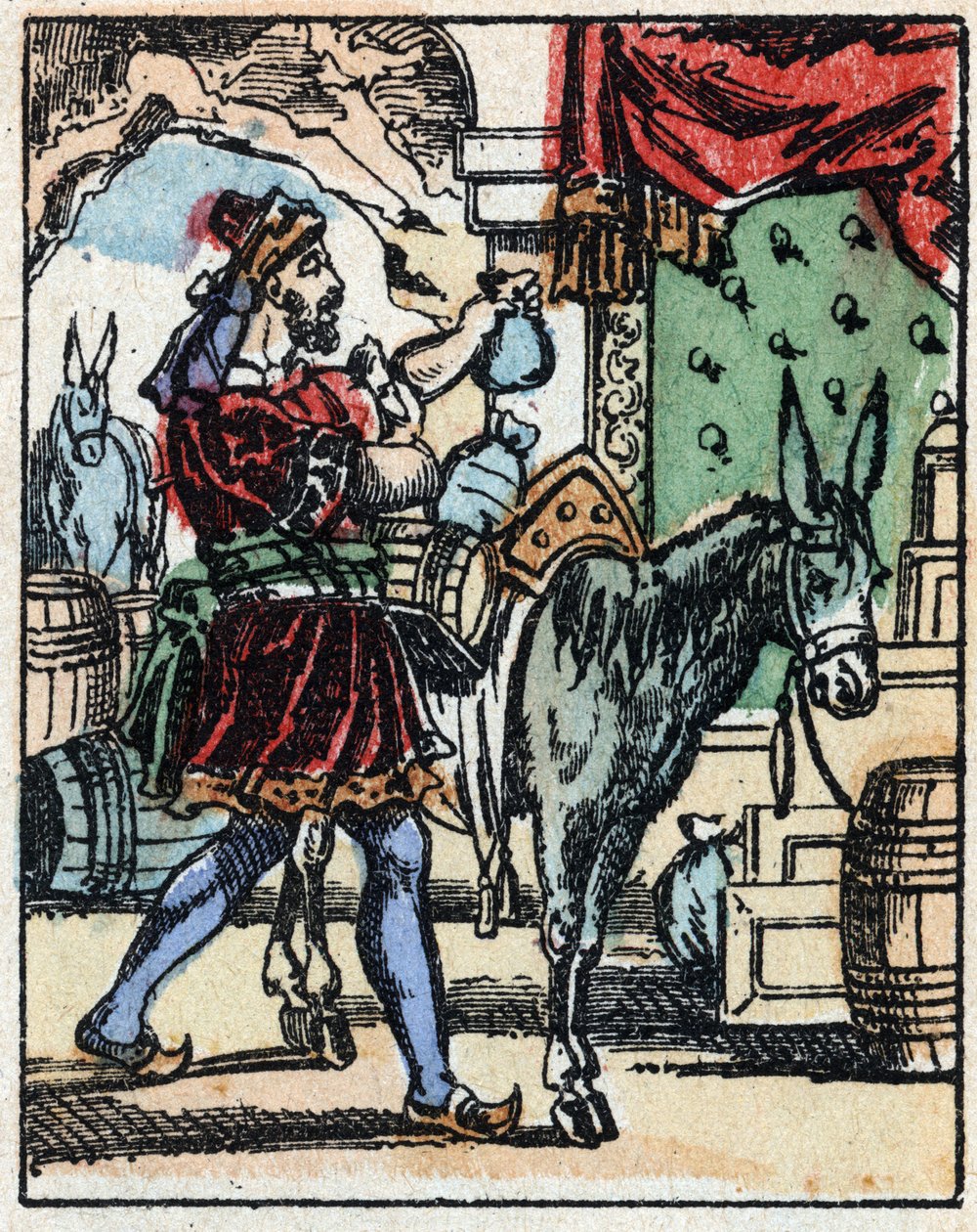 Ilustrace k Pohádkám tisíce a jedné noci. Ali-Baba (Ali Baba). Dřevoryt z Imaging Pellerin - Epinal, sd. Konec 19. století. od French School