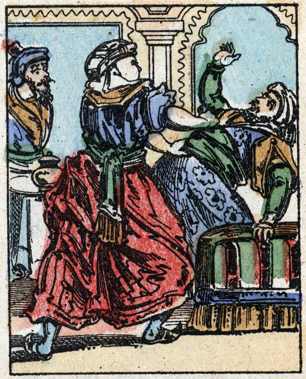 Ilustrace k Pohádkám tisíce a jedné noci. Ali-Baba (Ali Baba). Dřevoryt z Imaging Pellerin - Epinal, sd. Konec 19. století. od French School