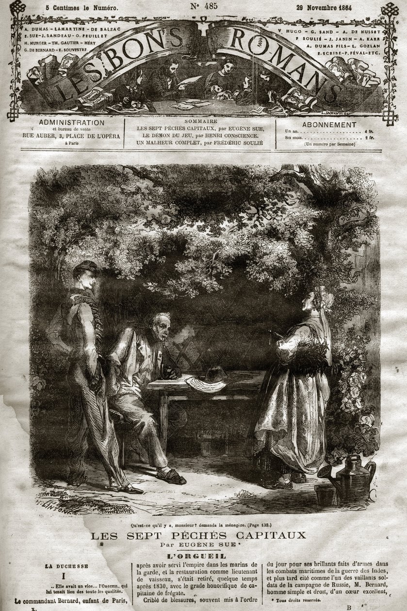 Ilustrace k románu Eugene Sue „The Seven Capitals““ se objevila v „The Bons Romans““ z 29.11.1864 od French School