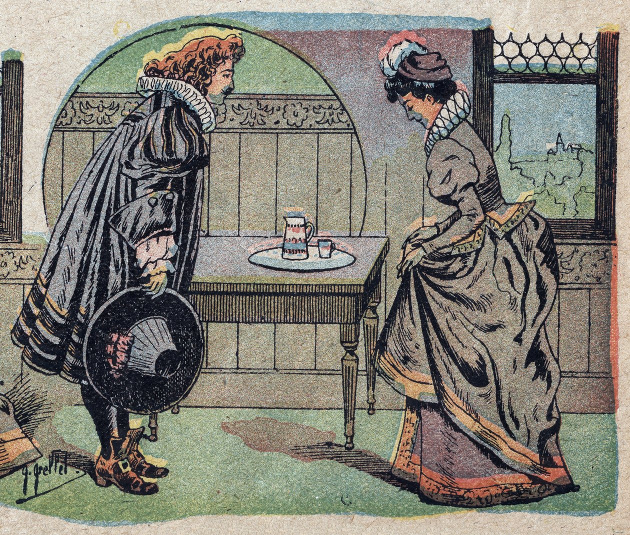 Ilustrace k pohádce „Kráska a Bete“: z bete se stal krásnější princ. Rytina snímků Quinn, circa 1890. od French School