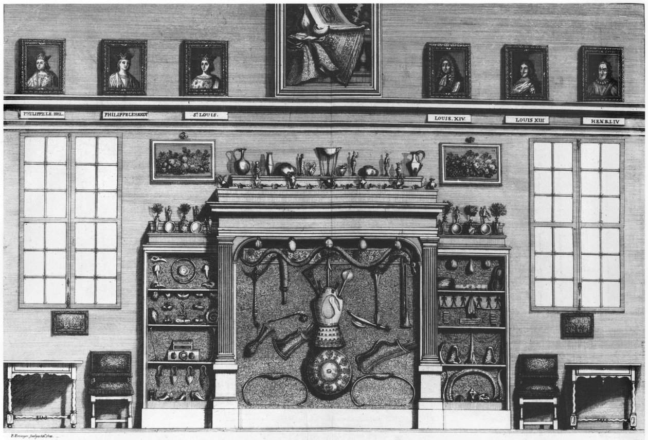 Ilustrace z Cabinet de la Bibliotheque Sainte-Genevieve od Reverenda Pere Claude Du Molinet (1620-87) 1692 od French School