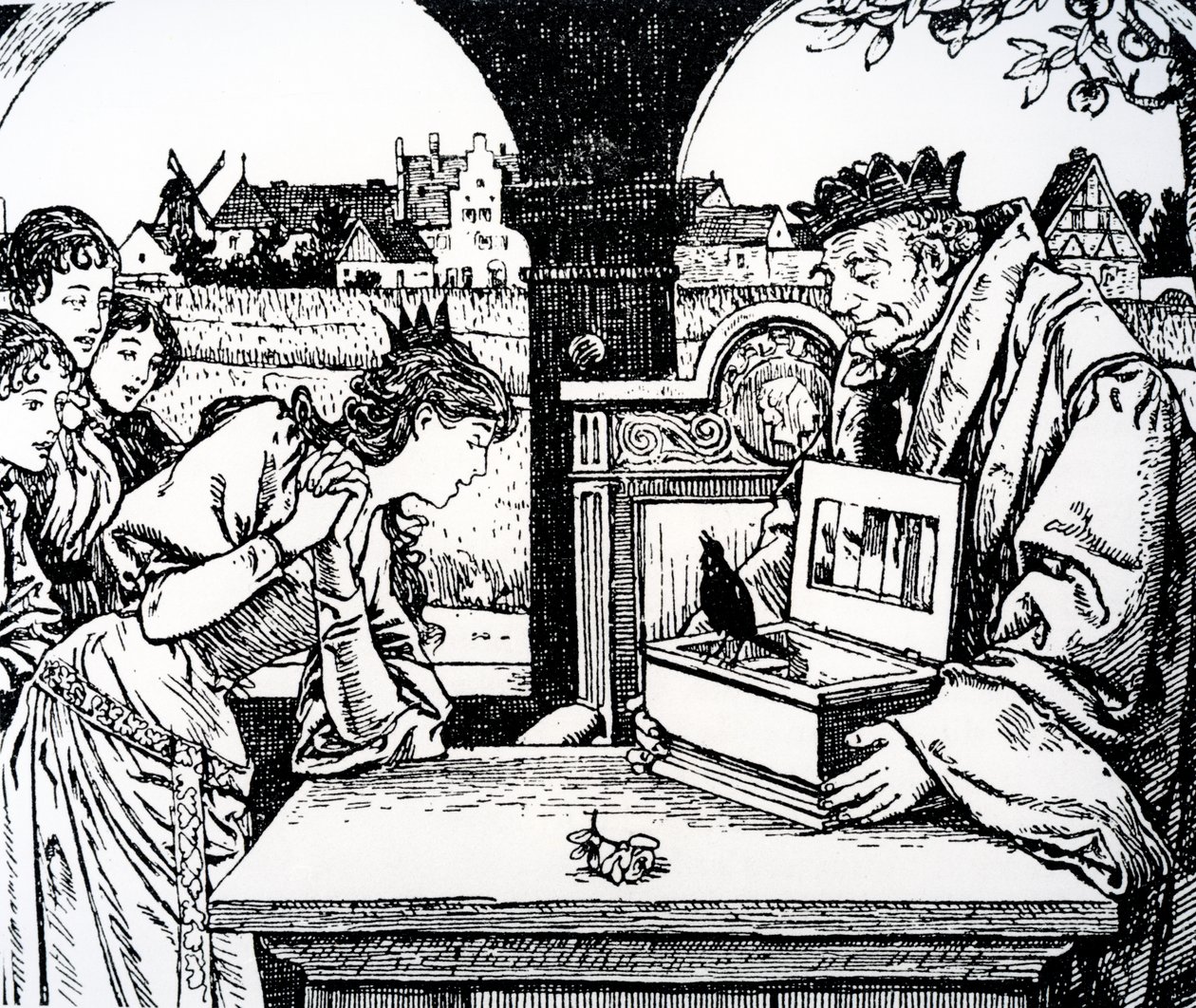 Ilustrace z Princezna a pastevec vepřů od Hanse Christiana Andersena od French School
