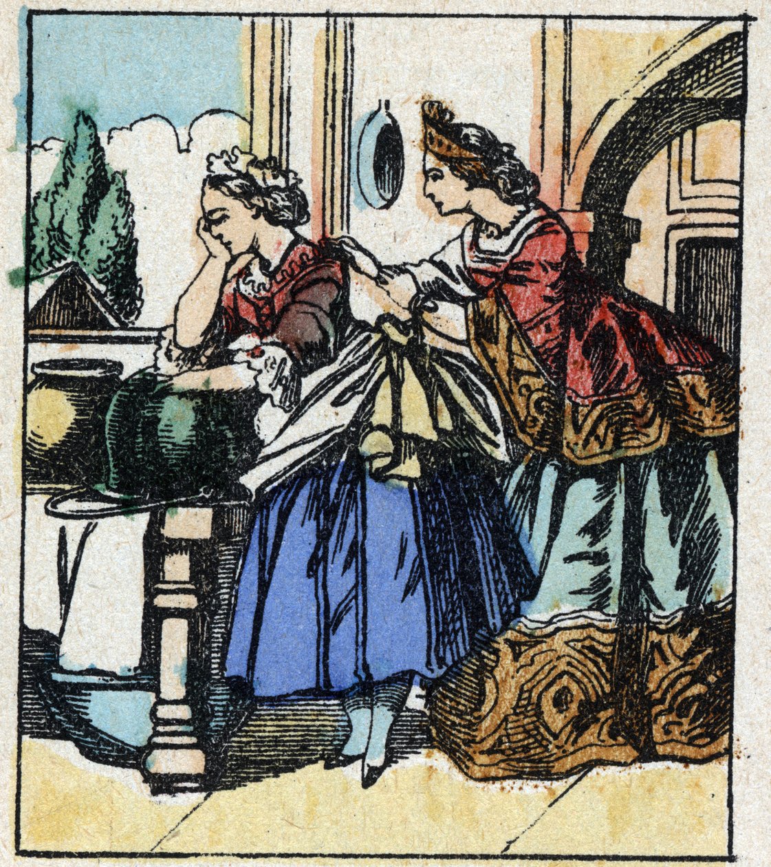 Ilustrace pohádky Charlese Perraulta „Popelka aneb Skleněný střevíček“. Dřevoryt Imaging Pellerin - Epinal, sd. Konec 19. století. od French School