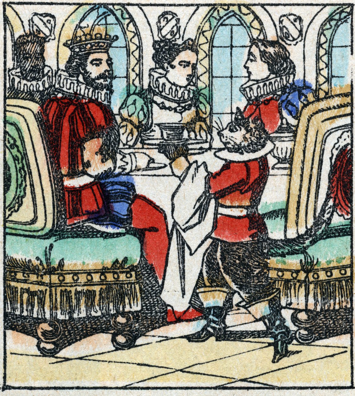 Ilustrace příběhu Charlese Perraulta „The Cat Botte“. Dřevoryt Imaging Pellerin - Epinal, sd. Konec 19. století. od French School