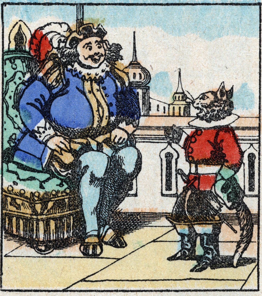 Ilustrace příběhu Charlese Perraulta „The Cat Botte“. Dřevoryt Imaging Pellerin - Epinal, sd. Konec 19. století. od French School