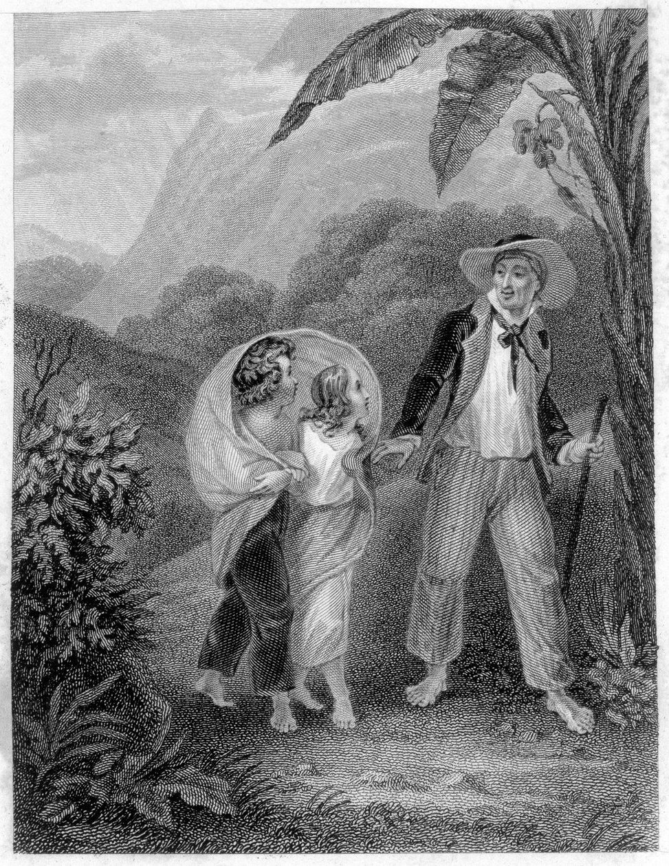 Ilustrace „Paul a Virginie““. Roman Henri Bernardin de Saint Pierre (Saint-Pierre nebo St-Pierre), francouzský spisovatel (1737-1814). od French School
