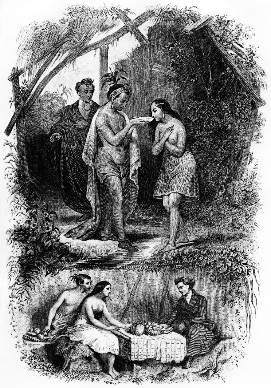 Ilustrace románu "Les Natchez" od Francoise René de Chateaubriand od French School
