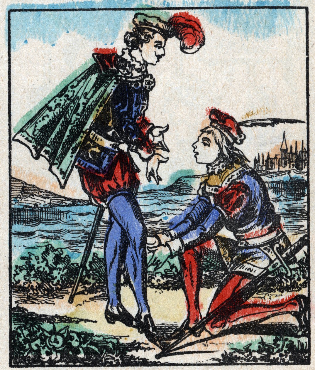 Ilustrace příběhu „The Adventures of Grand Flandrin““ Dřevoryt od Imaging Pellerin - Epinal, sd. Konec 19. století. od French School