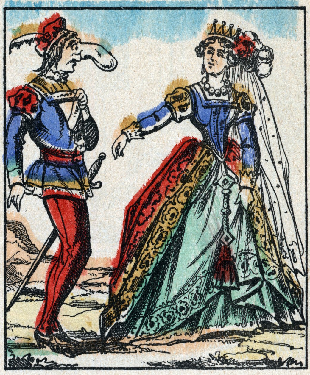 Ilustrace příběhu „The Adventures of Grand Flandrin““ Dřevoryt od Imaging Pellerin - Epinal, sd. Konec 19. století. od French School