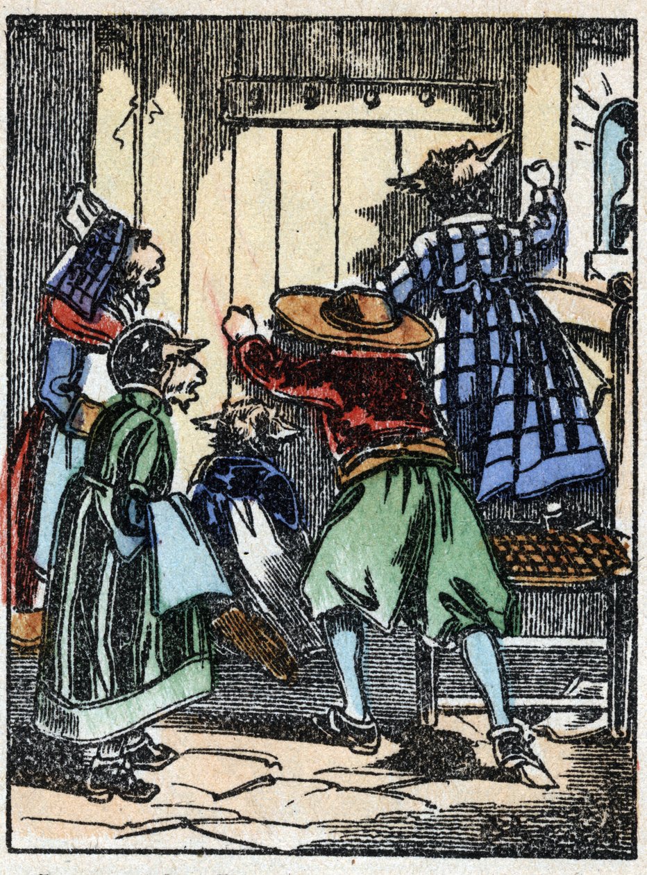 Ilustrace pohádky „Vlk, koza a sedm biketů“ Dřevoryt od Imaging Pellerin - Epinal, sd. Konec 19. století. od French School