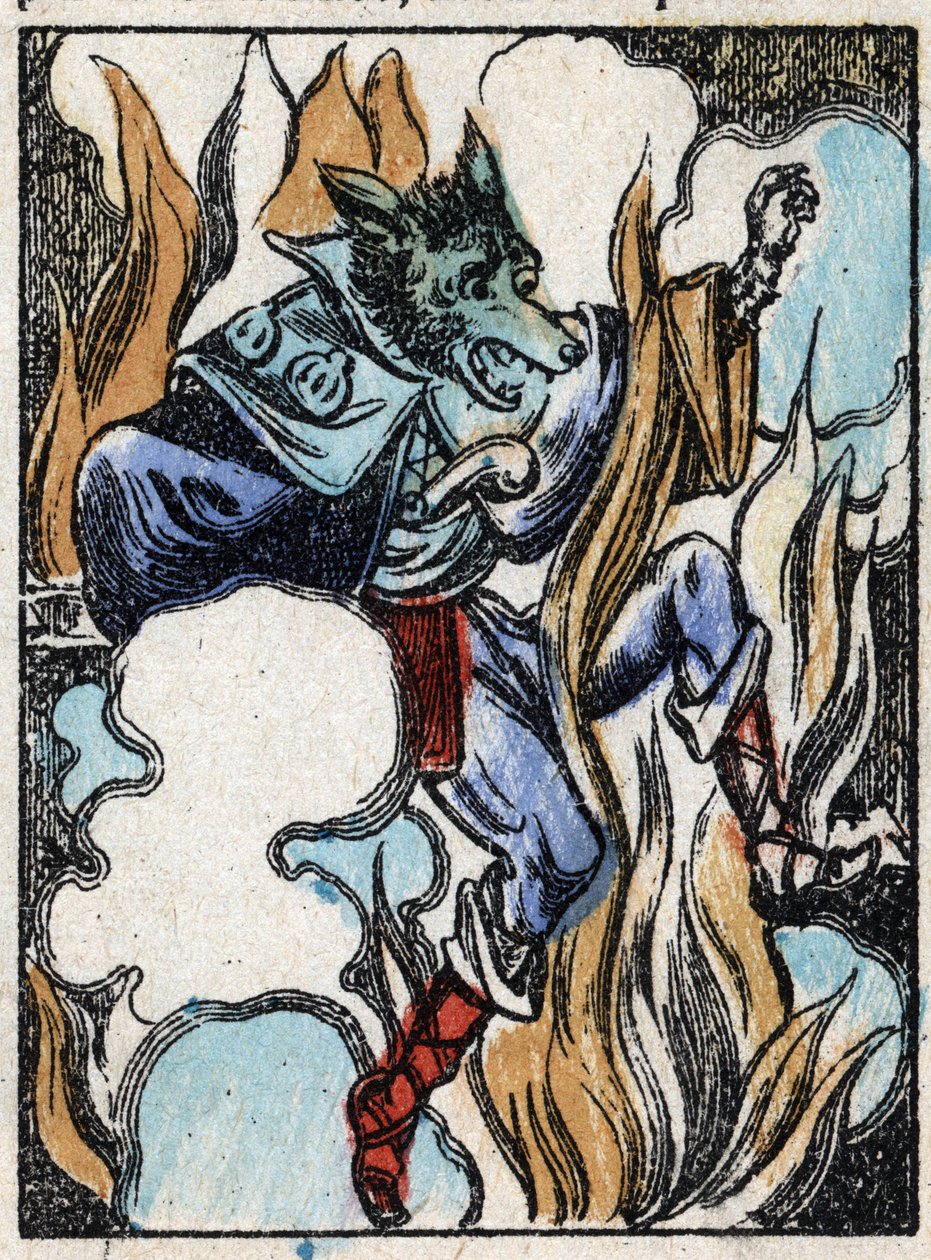 Ilustrace pohádky „Vlk, koza a sedm biketů“ Dřevoryt od Imaging Pellerin - Epinal, sd. Konec 19. století. od French School