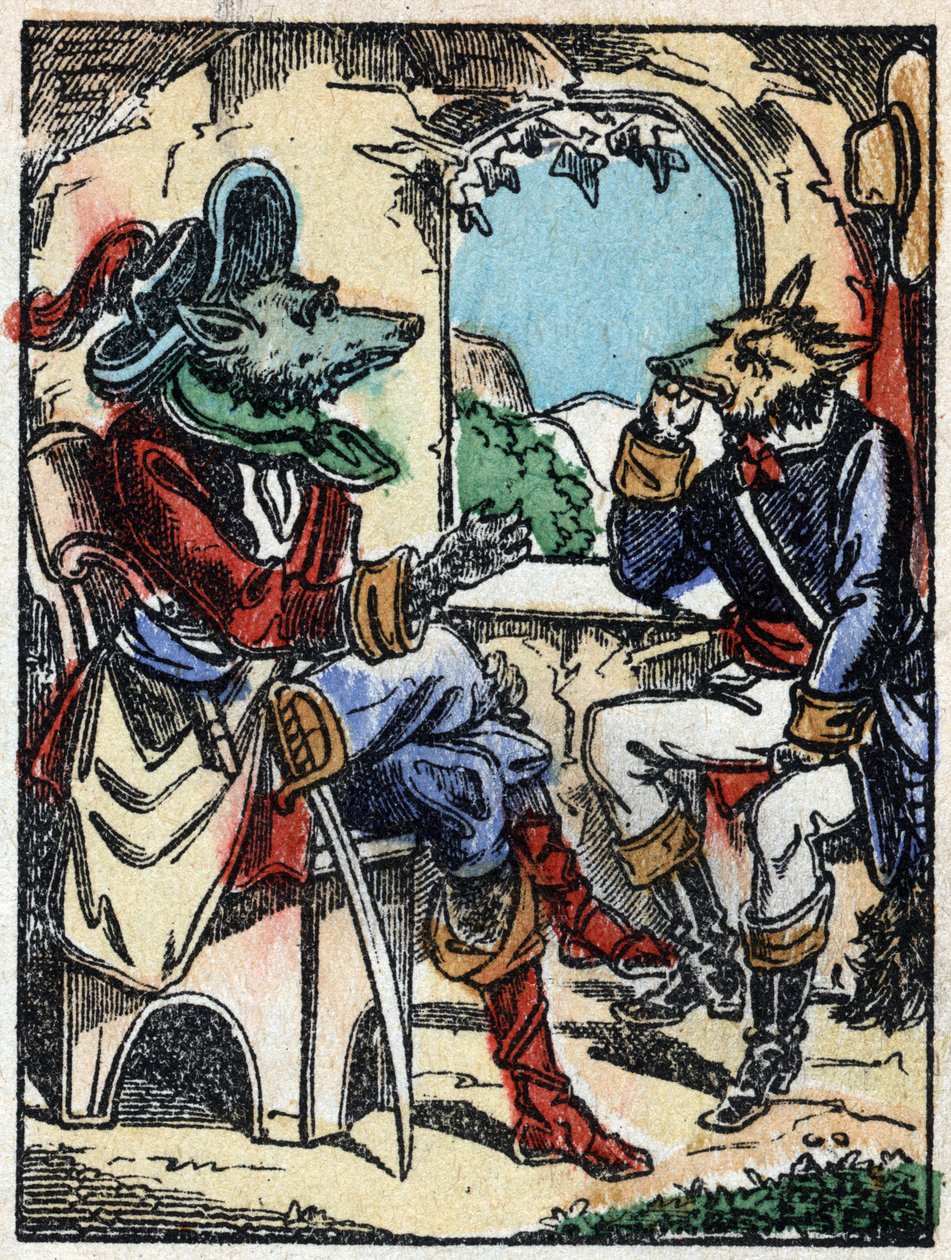 Ilustrace pohádky „Vlk, koza a sedm biketů“ Dřevoryt od Imaging Pellerin - Epinal, sd. Konec 19. století. od French School