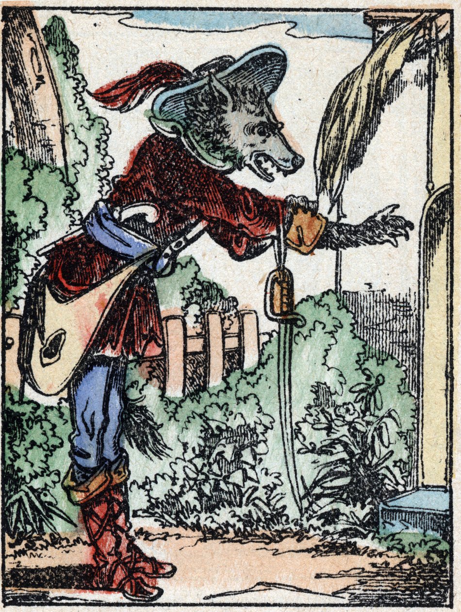 Ilustrace pohádky „Vlk, koza a sedm biketů“ Dřevoryt od Imaging Pellerin - Epinal, sd. Konec 19. století. od French School