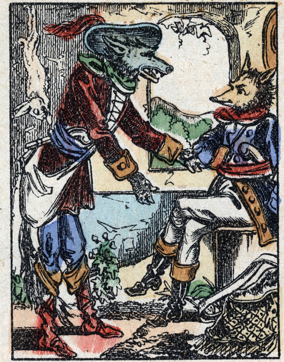 Ilustrace pohádky „Vlk, koza a sedm biketů“ Dřevoryt od Imaging Pellerin - Epinal, sd. Konec 19. století. od French School