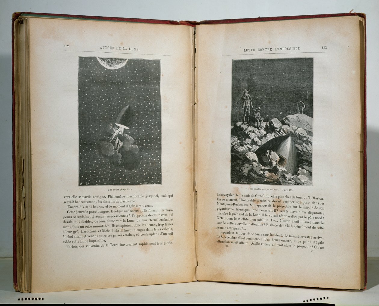 Ilustrace z Round the Moon od Julese Verna (1828-1905) od French School